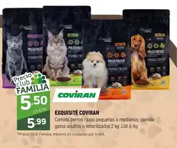 Coviran EXQUISITÉ COVIRAN Comida perros razas pequeñas o medianos; comida gatos adultos o esterilizados oferta