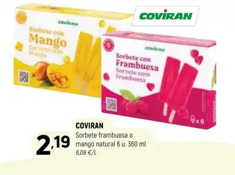 Coviran COVIRAN Sorbete frambuesa o mango natural oferta