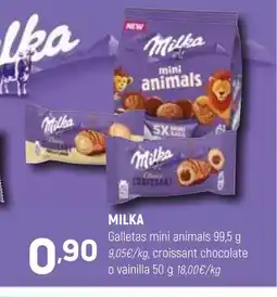 Coviran MILKA Galletas mini animals croissant chocolate o vainilla oferta