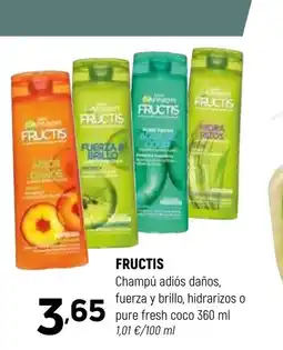 Coviran FRUCTIS Champú adiós daños, fuerza y brillo, hidrarizos o pure fresh coco oferta