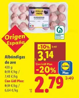 Lidl Albóndigas de ave oferta