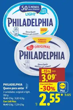 Lidl PHILADELPHIA Queso para untar oferta