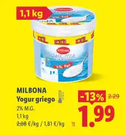 Lidl MILBONA Yogur griego oferta
