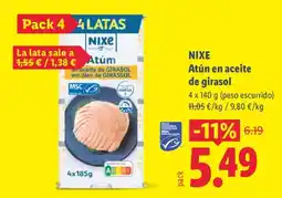 Lidl NIXE Atún en aceite de girasol oferta