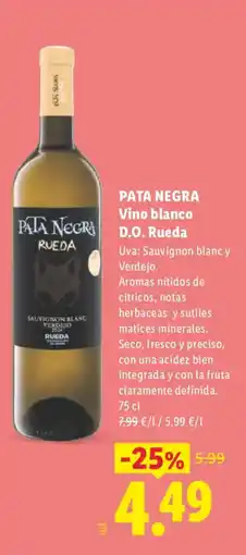 Lidl PATA NEGRA Vino blanco D.O. Rueda oferta