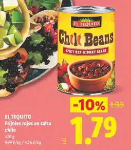 Lidl EL TEQUITO Frijoles rojos en salsa chile oferta