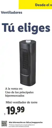 Lidl Mini ventilador de torre oferta