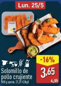 ALDI Solomillo de pollo crujiente oferta