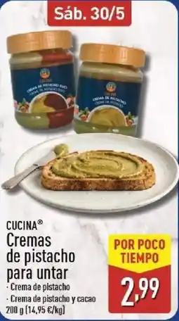 ALDI CUCINA Cremas de pistacho para untar oferta