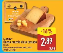 ALDI LA TABLA Queso mezcla viejo tostado oferta