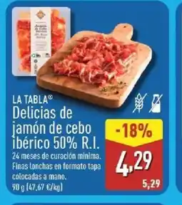 ALDI LA TABLA Delicias de jamón de cebo ìbérico 50% R.I. oferta