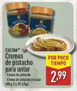 ALDI CUCINA Cremas de pistacho para untar oferta