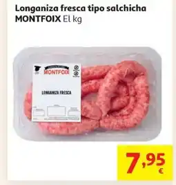 Alcampo MONTFOIX Longaniza fresca tipo salchicha oferta