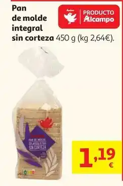 Alcampo Alcampo - pan de molde integral sin corteza oferta