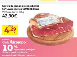 Alcampo CUMBRE REAL Centro de jamón de cebo ibérico 50% raza ibérica oferta