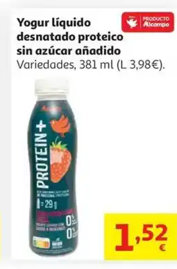 Alcampo Yogur líquido desnatado proteico sin azúcar añadido oferta