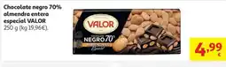Alcampo VALOR Chocolate negro 70% almendra entera especial oferta