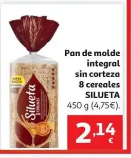 Alcampo SILUETA Pan de molde integral sin corteza 8 cereales oferta