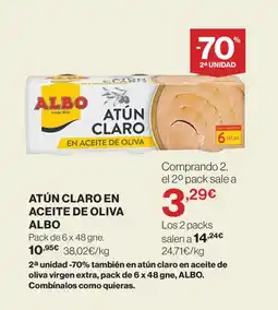 El Corte Inglés ALBO Atún claro en aceite de oliva oferta