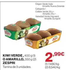 El Corte Inglés ZESPRI Kiwi verde, amarillo oferta