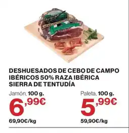 El Corte Inglés Deshuesados de cebo de campo ibéricos 50% raza ibérica sierra de tentudía oferta