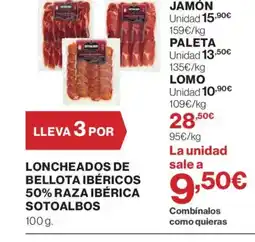 El Corte Inglés Loncheados de bellota ibéricos 50% raza ibérica sotoalbos oferta