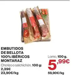 El Corte Inglés Embutidos de bellota 100% ibéricos montaraz oferta