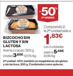 El Corte Inglés Bizcocho sin gluten y sin lactosa oferta
