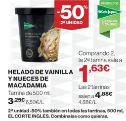 El Corte Inglés Helado de vainilla y nueces de macadamia oferta
