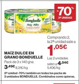 El Corte Inglés BONDUELLE Maíz dulce en grano oferta
