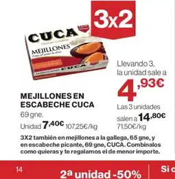 El Corte Inglés CUCA Mejillones en escabeche oferta