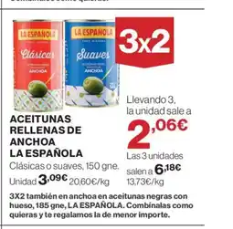 El Corte Inglés LA ESPAÑOLA Aceitunas rellenas de anchoa oferta