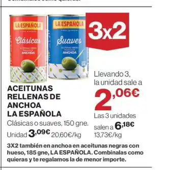 El Corte Inglés LA ESPAÑOLA Aceitunas rellenas de anchoa oferta