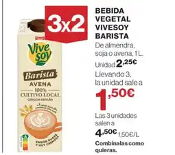 El Corte Inglés Bebida vegetal vivesoy barista oferta