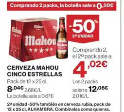El Corte Inglés Cerveza mahou cinco estrellas oferta