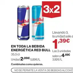 El Corte Inglés RED BULL En toda la bebida energética oferta