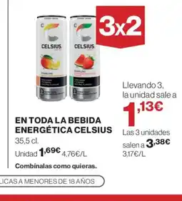 El Corte Inglés CELSIUS En toda la bebida energética oferta