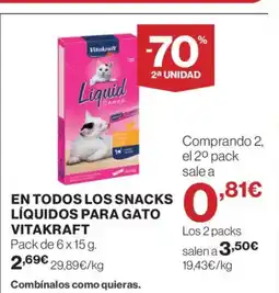 El Corte Inglés VITAKRAFT En todos los snacks líquidos para gato oferta