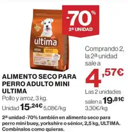 El Corte Inglés ULTIMA Alimento seco para perro adulto mini oferta