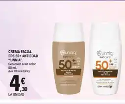 E.Leclerc UNNIA Crema facial fps 50+ antiedad oferta