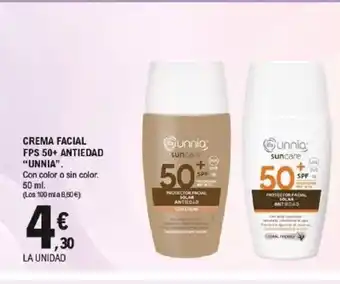 UNNIA Crema facial fps 50+ antiedad