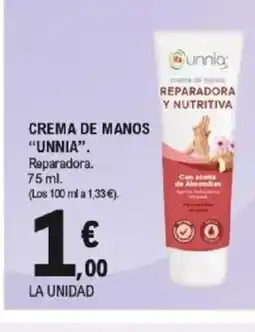E.Leclerc UNNIA Crema de manos oferta