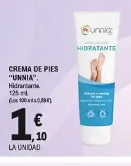E.Leclerc UNNIA Crema de pies oferta