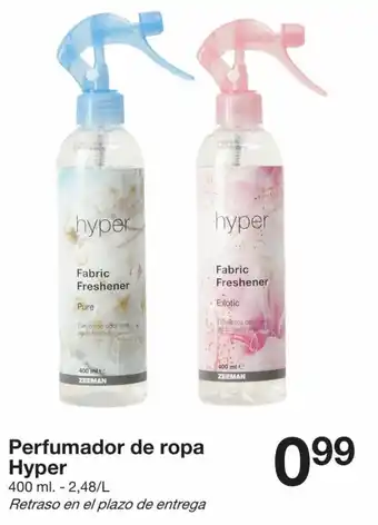 Zeeman Perfumador de Ropa Hyper 400 ml - 2.48/L oferta