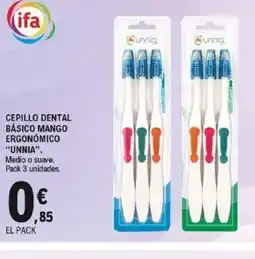 E.Leclerc UNNIA Cepillo dental básico mango ergonómico oferta