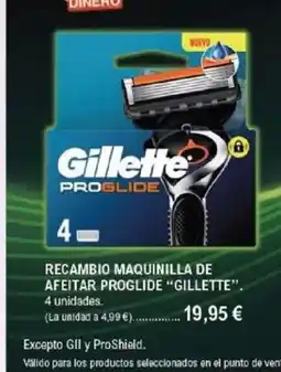 E.Leclerc GILLETTE Recambio maquinilla de afeitar proglide oferta