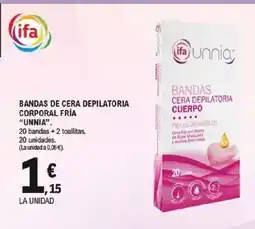 E.Leclerc UNNIA Bandas de cera depilatoria corporal fría oferta