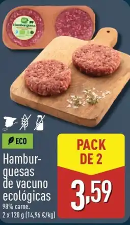 ALDI Hambur- guesas de vacuno ecológicas oferta