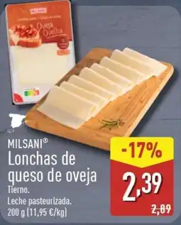 ALDI MILSANI Lonchas de queso de oveja oferta