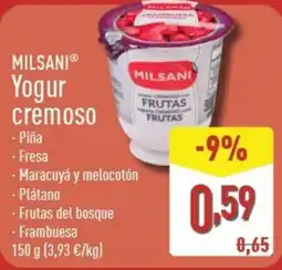 ALDI MILSANI Yogur cremoso oferta